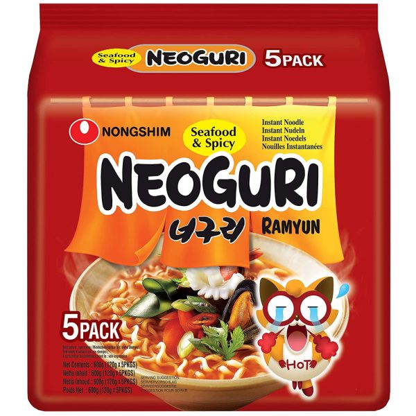 Nongshim - Neoguri ramyun spicy seafood / 农心浣熊辣海鲜 5x120g