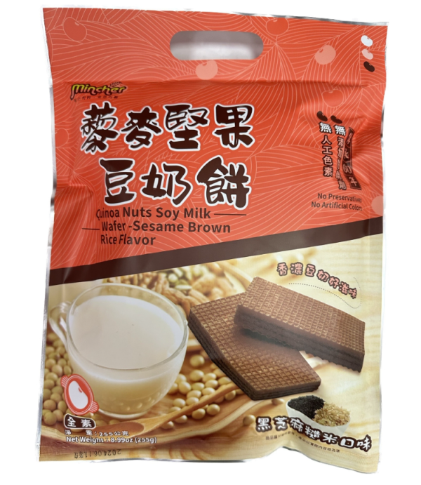 Mincher - Quinoa nut soy milk wafer - sesame brown rice flavour / 藜麦坚果豆奶威化-芝麻糙米味 255g